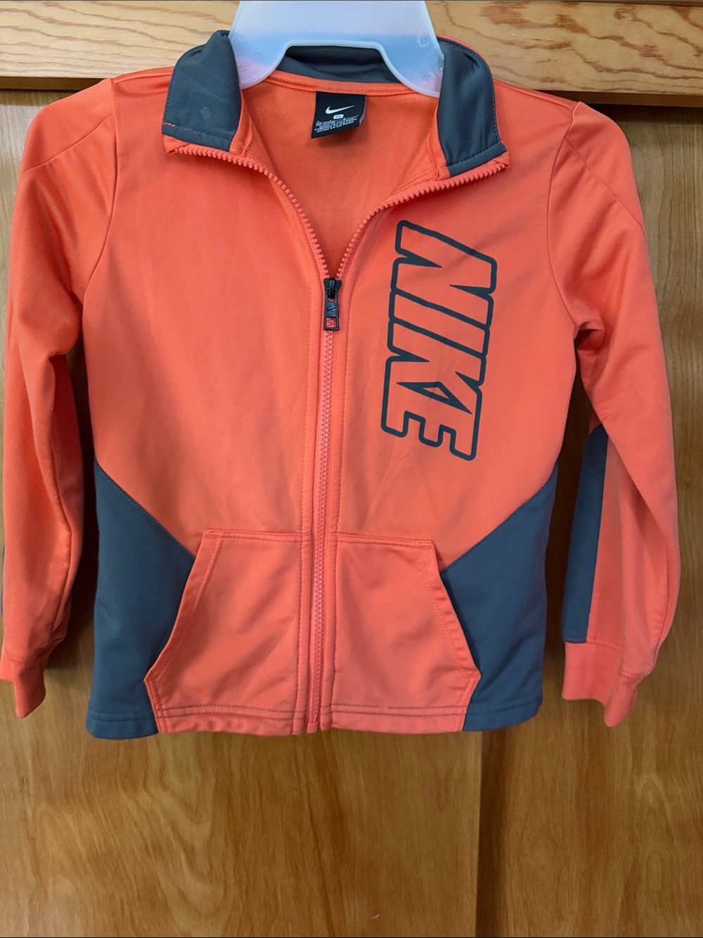Nike Kids Orange and Gray Zip-Up Hoodie Jacket
